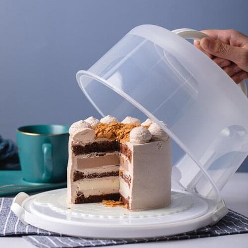 6/8/10Inch Thick Plastic Cake Box Handheld Pastry Storage Cake Carrier Cover Case Birthday Wedding Party Dessert Plate Container