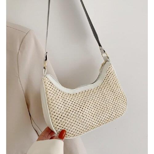 Luxury Fashion Beach Armpit Bag Purses Summer Straw Shoulder Crossbody Bags Women 2021 Bohemia Weave Casual Handbag Womens