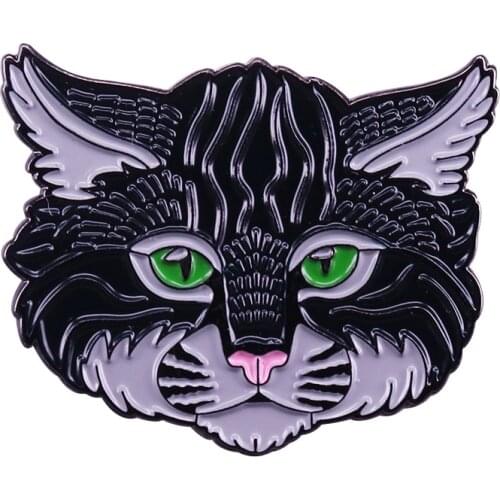Scottish wildcat illustration brooch beautiful art decor