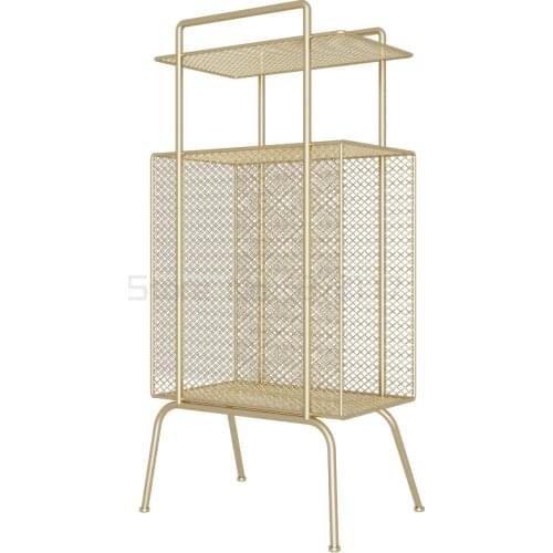 Nordic iron floor shelf living room sofa side small magazine shelf study simple shelf