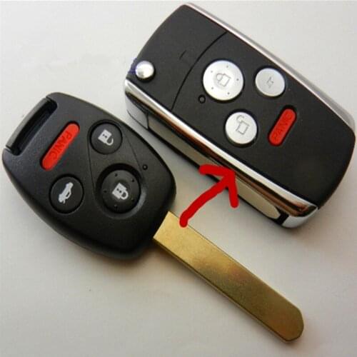 DAKATU 3 + 1 Panic 4 Button Remodel Case Flip Folding Remote Key Shell Cover Fit For Honda Accord Civic Pilot CRV