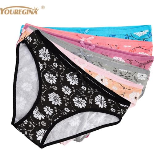 YOUREGINA Women Underwear Sexy Panties Ladies Seamless Briefs Floral Print Calcinhas Intimates Underpants Knickers 6pcs/lot