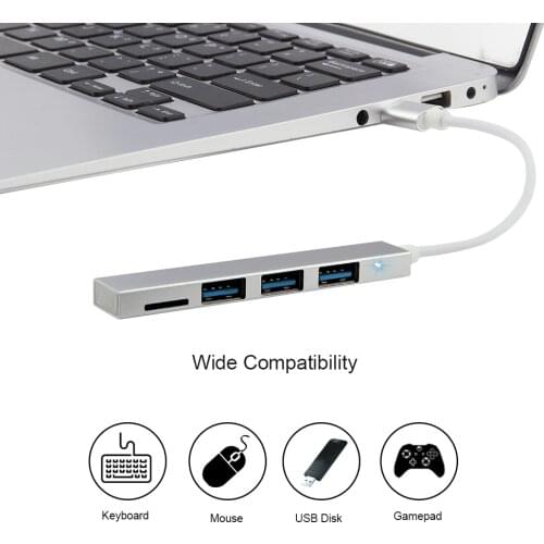 4 in 1 USB 3.1 Type-C Hub To USB 3.0 Magnesium Alloy Hub with TF Reader Slot 3 Port for MacBook Pro/Air 2020 Laptop Deskop