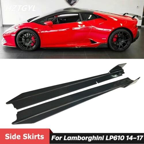 V Style Carbon Fiber Material Side Skirts Lip Extensions For Lamborghini Huracan LP580 LP610 Car Body Kit 2014-2017
