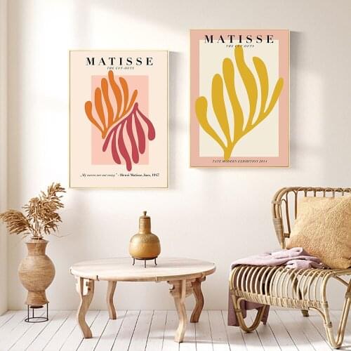 Exhibition Poster Vintage Abstract Colorful Curve Pictures Modern Matisse Style Abstract Canvas Painting Decor