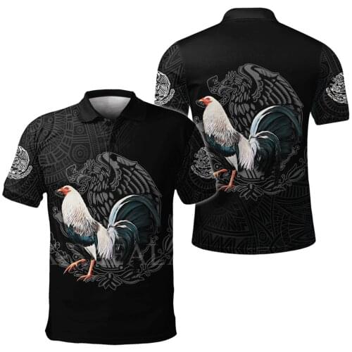 Love Beautiful Mexican Rooster 3D Full Printed Men Women Thin Polo Shirt Collar Short Sleeve Street Wear Casual Tee