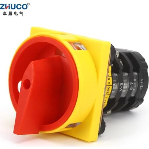 ZHUCO SZW25-64D/3GS 25A ON-OFF-ON Three Poles Power Cut-Off Padlock Master Control Rotary Knob Changeover Cam Switch