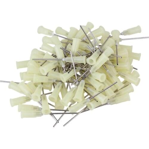 1'' Plastic Stuck Connector Stainless Steel Dispenser Needles Liquid Adhesive Glue Syringe Pack of 100 19Ga Milk White