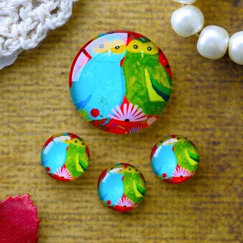 12mm 25mm 14mm 16mm 18mm 20mm Photo Glass Cabochons Round Cameo Set Handmade Settings Stone Owl 031