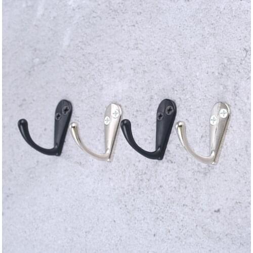 5 Pcs 33*14mm Zinc Alloy Wall Hooks Clothes Hat Bag Towel Bathroom Kitchen Hanger Hook 2 Holes Furniture Hardware Black/Silver