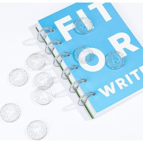 50pcs Glitter Sequins Love Notebook Mushroom Hole Button Loose-leaf Coil Disc Buckle Disc Binding Binder Rings Disc for Notebook
