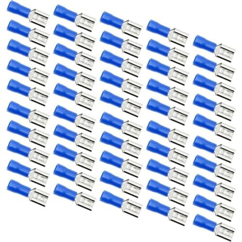 50 Pieces 6.3mm 14-16 AWG Insulated Female Spade Wire Crimp Terminal