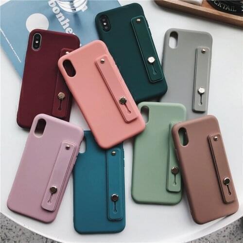 Wrist Strap Candy Color Phone Case For Huawei Honor 8 9 10 Lite 20 30 Pro Honor 10i 20i 8X 9A 9S 9C 50 SE Soft TPU Back Cover