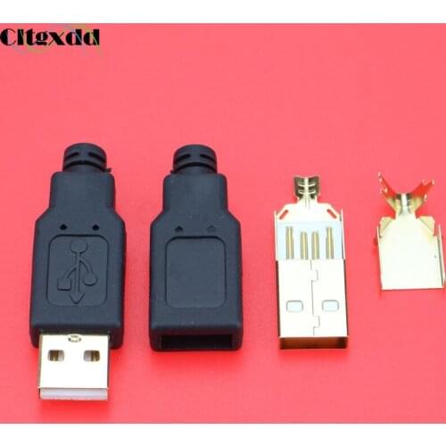 Cltgxdd 1PCS DIY USB 2.0 Connector Plug A Type Male 4 Pin Assembly Adapter Socket Solder Type Black For Data Connection