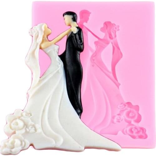 DIY Wedding Dress Silicone Mold Bride And Groom Chocolate Gumpaste Molds Resin Clay Candy Mould Fondant Cake Decorating Tools