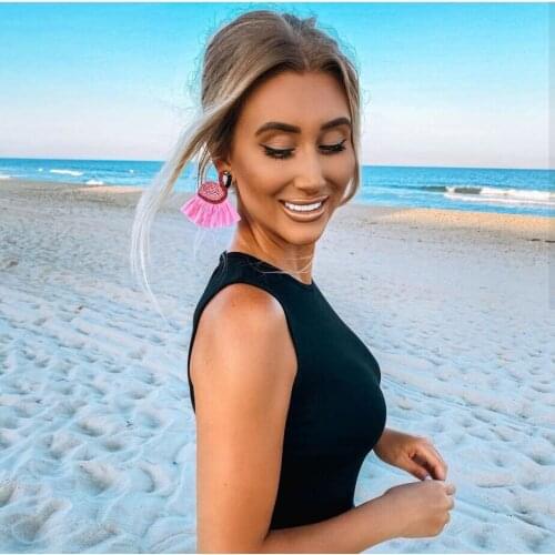 Dvacaman Handmade Beads Statement Earrings Women Raffia Drop Earrings Bird Jewelry Wholesale Female Bijoux Gifts Party Earrings