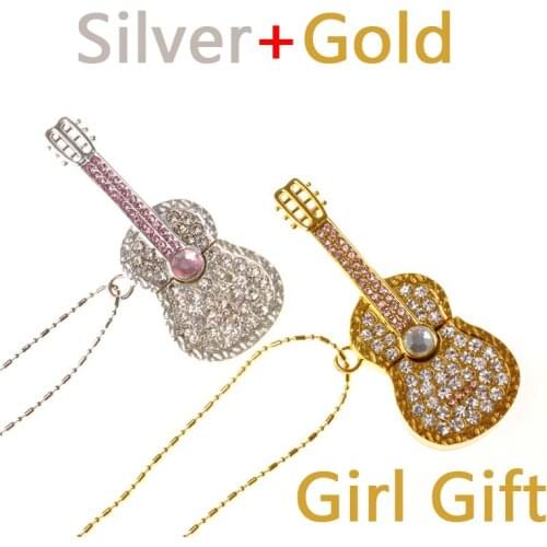 Guitar Necklace Gift USB 3.0 Flash Drive Fashion Jewelry Pendrive 16GB 32GB 64GB Pen Drive Flash USB Memory Stick 1TB 2TB 128GB