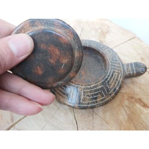 Chinese antique real stone jade Hongshan Culture antique Meteorite Jewelry pendant fossil turtle of inkstone have magnet Ashtray