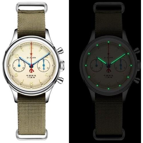 RED STAR Chronograph Watches Mens Luminous 38mm 1963 Seagull Manual Winding Movement With Swan-neck Vintage Wristwatch ST1901