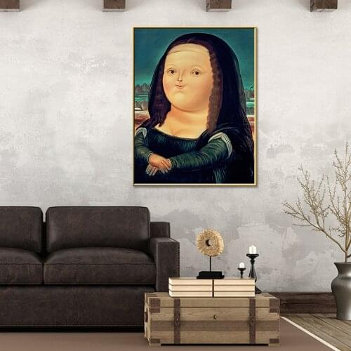 Colorful Mona Lisa Hand Painted Canvas Oil Paintings Wall Pictures For Bathroom Laminas Decorativas