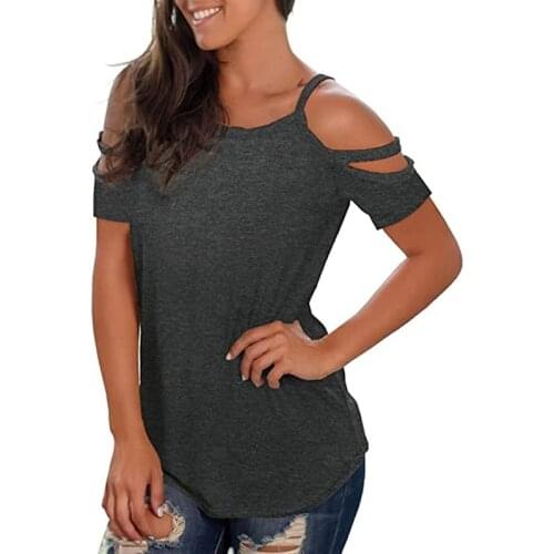Summer T Shirt Casual Hollow Out Solid Color Casual Loose Round Neck Short-sleeved Tops