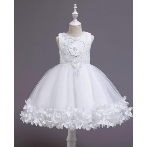Childrens Dresses 2020 Little Girl Dress New Girls Flower Beaded Sleeveless Gauze Princess Dresses Flower Kids Dress 3-10 Years