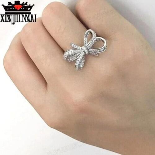2020 New hot sale popular style high quality zircon ladies bow ring luxury party engagement jewelry