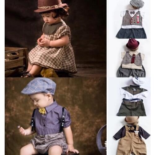 Infant Baby Girl Boy Photography Prop Clothes Toddler 1 Year Birthday Photo Shoot Costume with Hat Outfits Baby foto Accessories