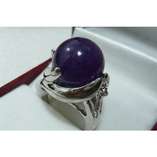 Wholesale noble 14mm dark blue Natural jade fashion ring(#7.8.9)