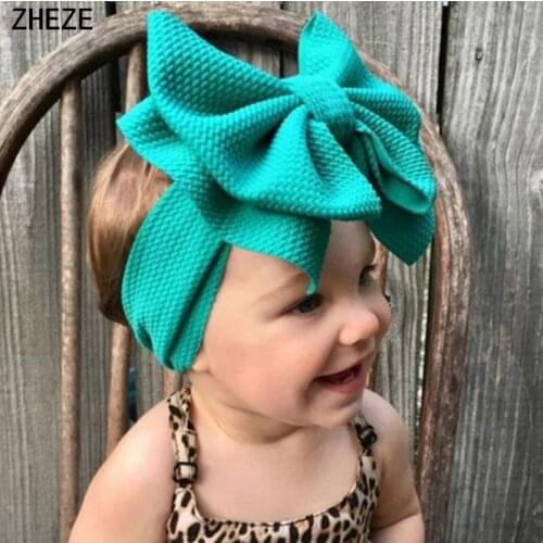 20Pcs New 7'' Large Double Layer Hair Bow Headband Girls Hot Sale Elastic Bands Kids Solid Turban Head Wrap Fashion Accessories