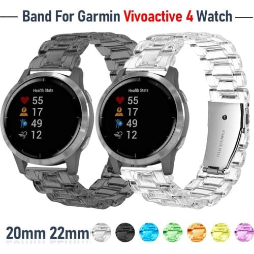 20/22mm Color Transparent Strap for Garmin Watch Vivoactive 4 Adjust Wrist Watchband for Garmin Watch Band Bracelet Accessories