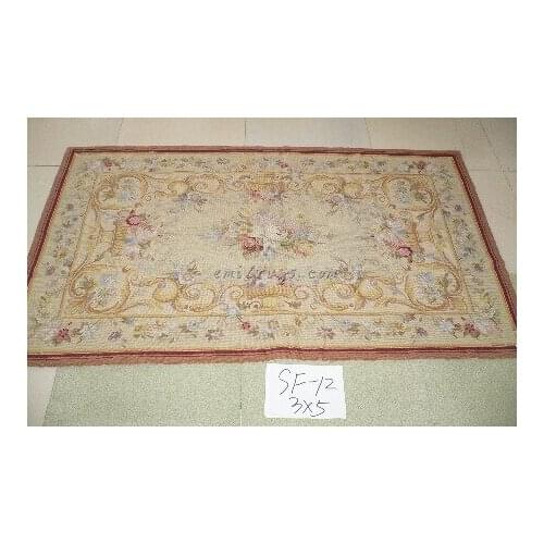 Hand-woven Wool Carpet With Needlepoint Pattern Hand-stitched Wool Needle Point Carpet Classic Knitting Wool Rug Carpet