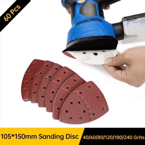 Sanding Sheets Hook and Loop Mouse Sandpaper 15Pcs 40/60/80/120/180/240 Grits Fit for Bosch Multi-Sander Oscillating Multi-Tool
