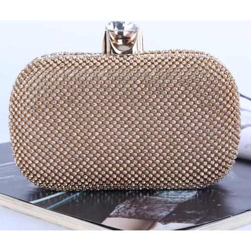 Rhinestones Women Evening Bags Silver Black Gold Color Lady Day Clutch Metal Luxury Party Holder Handbags