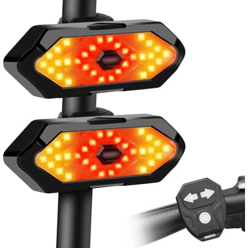 Wireless Remote Control Turn Signal Bike Tail Light with Turn Signals 3 In 1 Bike Rear Light USB Rechargeable Bicycle Light Rear