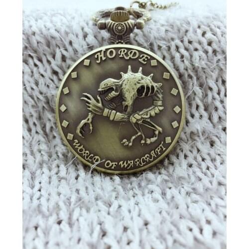 Vintage Bronze antiques horde Fashion quartz Modern hours Necklace pocket watch men gift PB356