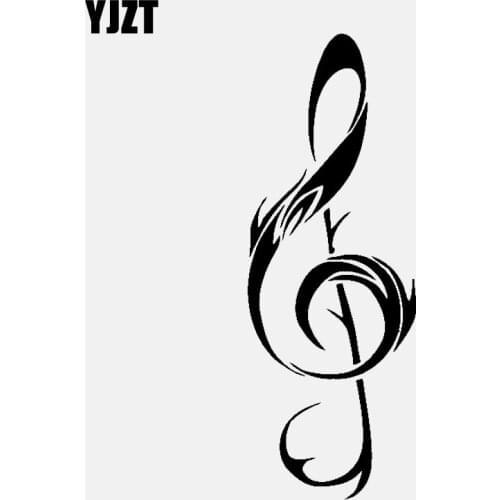 YJZT 4.9CM*13.6CM Interesting Clef Music Notes Rock & Roll Vinyl Black/Silver Car Sticker C22-0664