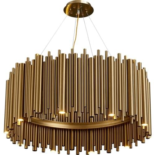 Youlaike Modern Luxury Gold Stainless Steel Chandelier Lighting For Living Room Round Hanging Light Fixture LED Home Lamps