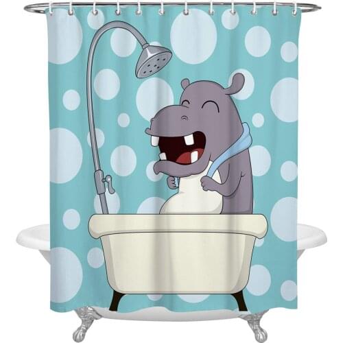 Waterproof Shower Curtains Funny Animal Bath Hippo Shower Curtain Frabic Polyester Bathroom decor Curtain