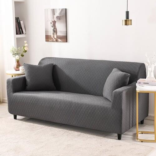 Jacquard Sofa Cover Knitted Solid Color Slipcovers For Living Room Adjustable Couch Cover Universal All-inclusive Sofa Protector