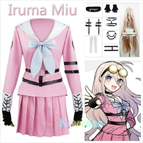 Miu Iruma Cosplay Costume Danganronpa V3 Cosplay School Uniform And Wig Anime Cosplay Halloween Costume For Women Girls