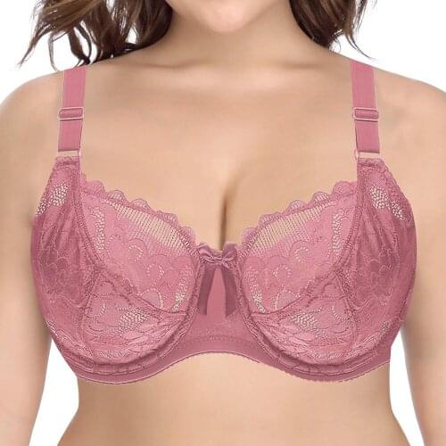 YANDW LADIES hot bras for women lace bralette black embroidery underwire sexy lingerie bra floral 36DD 38DD 40DD 42DD 44DD 46DD