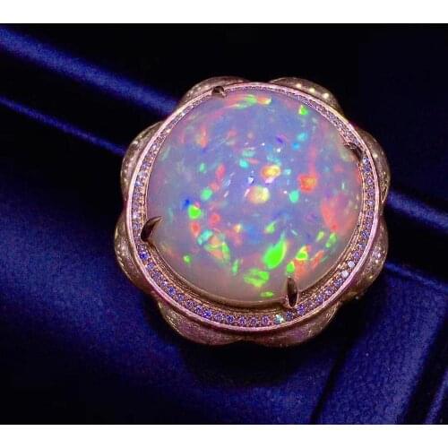 H608 Opal Ring Fine Jewelry Pure 18 K Gold Jewelry 100% Natural 8.75ct Opal Gemstones Diamonds Female Rings for Women Fine Ring