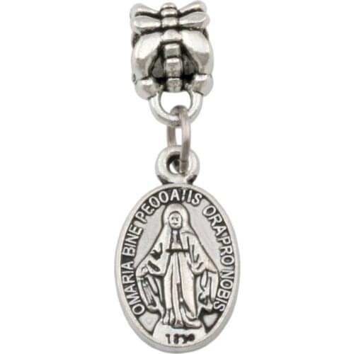 100pcs/lot Dangle Zinc alloy Catholic Icon Religious Medal San Benito Charm Fit European Bracelets Jewelry DIY 10x29.8mm