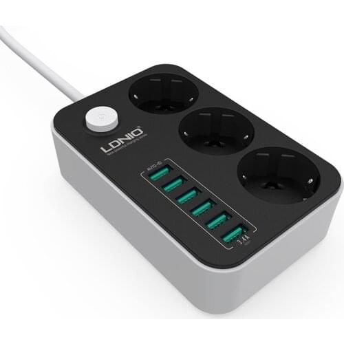 3 Outlets 6 USB Ports USB Electronic Power Strip Smart Home Socket Surge Protector Fast Charging Home Extension Patch Board EU