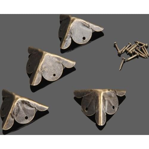 4pcs Corner Wooden Case Furniture Feet Leg Corner 18/25mm 3 Holes Luggage Table Box Bags Decorative Protectors