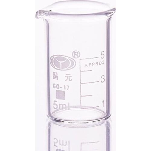 5pcs Beaker in low form,Capacity 5ml,Outer diameter=22mm,Height=30mm,Laboratory beaker