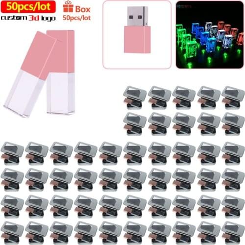 50pcs/lot Free Logo crystal+metal USB flash drive pendrive 4GB 8GB 16GB 32GB 64GB External Storage memory card u disk USB 2.0