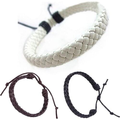 7.5cm/3in adjustable Fashion Friendship Bracelets & Bangles Hombre Punk Men Jewelry Gift Men Black Leather BraceletPulseras