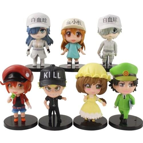 7pcs/Set 9-10cm Cells at Work! Anime Dendritic White Red Blood Cells Platelets Action Figure Model Toys Kids Gift Brinquedos